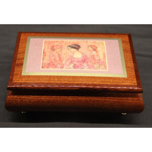 Rare Reuge Edna Hibel Music Box Made in Italy "Fur Elise" Excellent Condition